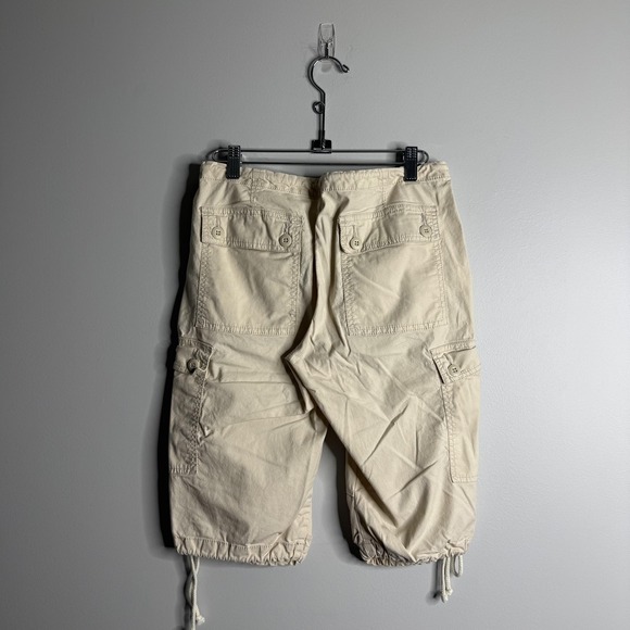 Prana Cargo Shorts Womens 4 Beige Drawstring Hem Hiking Outdoor Pockets - Picture 2 of 6